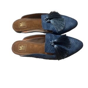 TASSEL by MARK JENKINS Mules w/ Tassels in Blue Size 6/36 — ABSOLUTELY GORGEOUS!